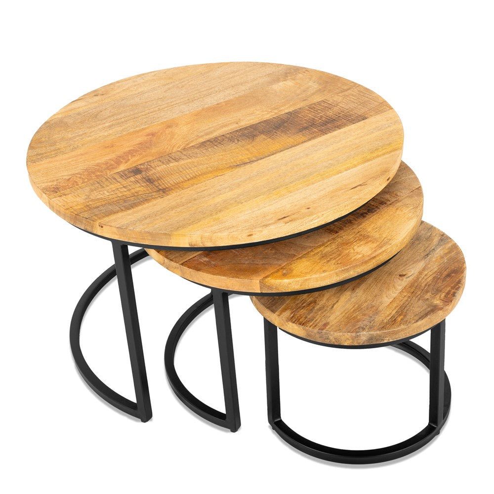 Ijzeren ronde salontafel (set van 3) 77/58/42