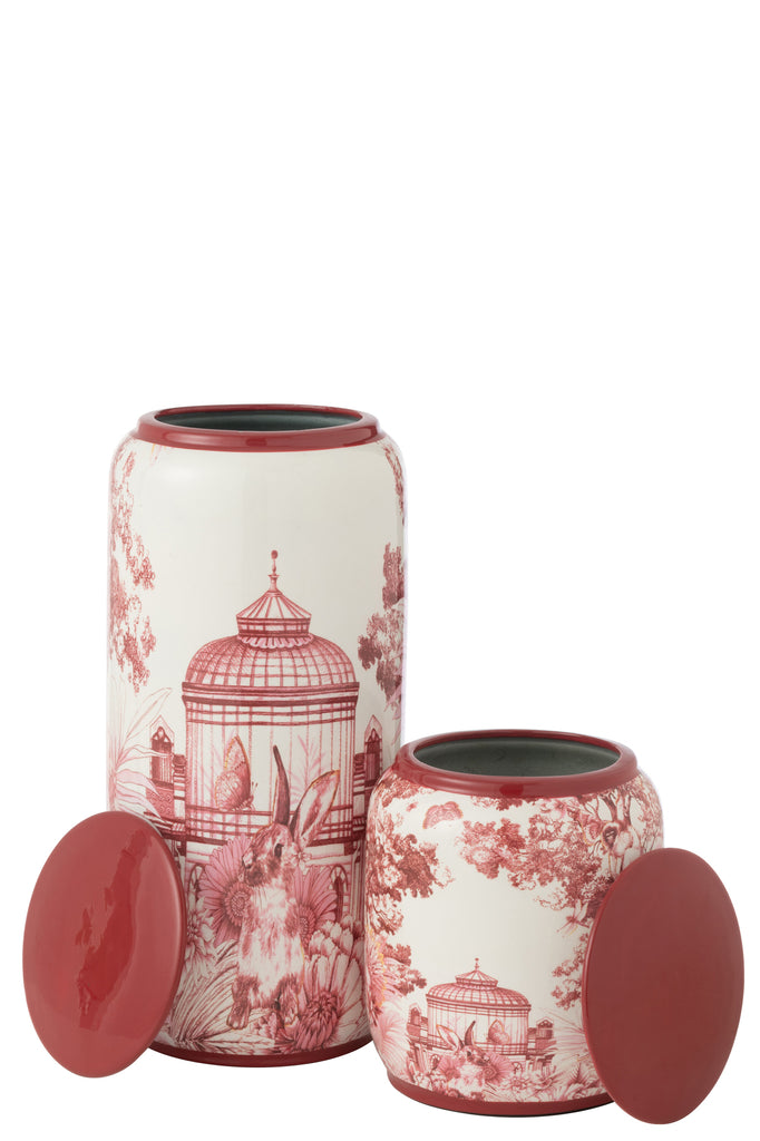 Pot Moriko Ronde Porselein Rood/Wit Groot
