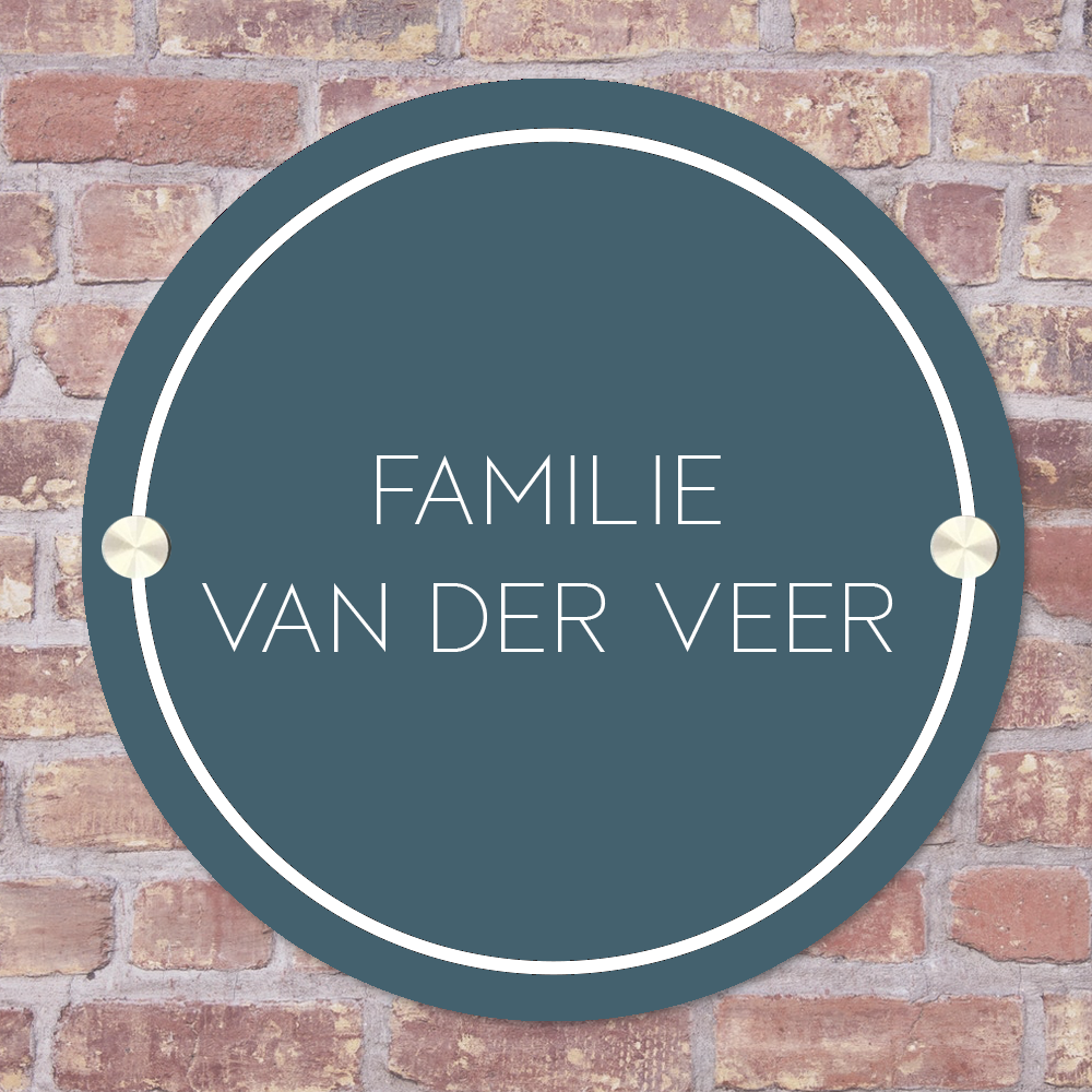 Label2X Naambordje rond 15 x 15 cm / Blauw Naambordje voordeur basis namen woonaccessoires homedecoratie