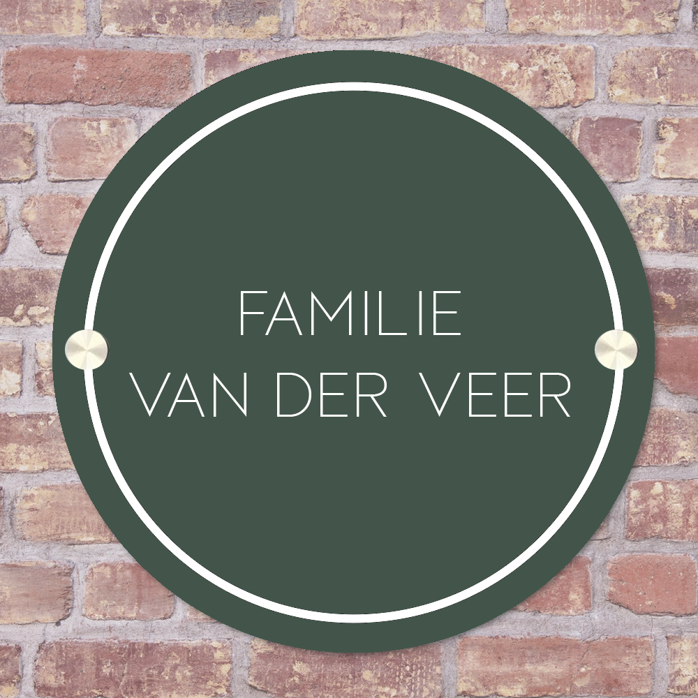 Label2X Naambordje rond 15 x 15 cm / Groen Naambordje voordeur basis namen woonaccessoires homedecoratie