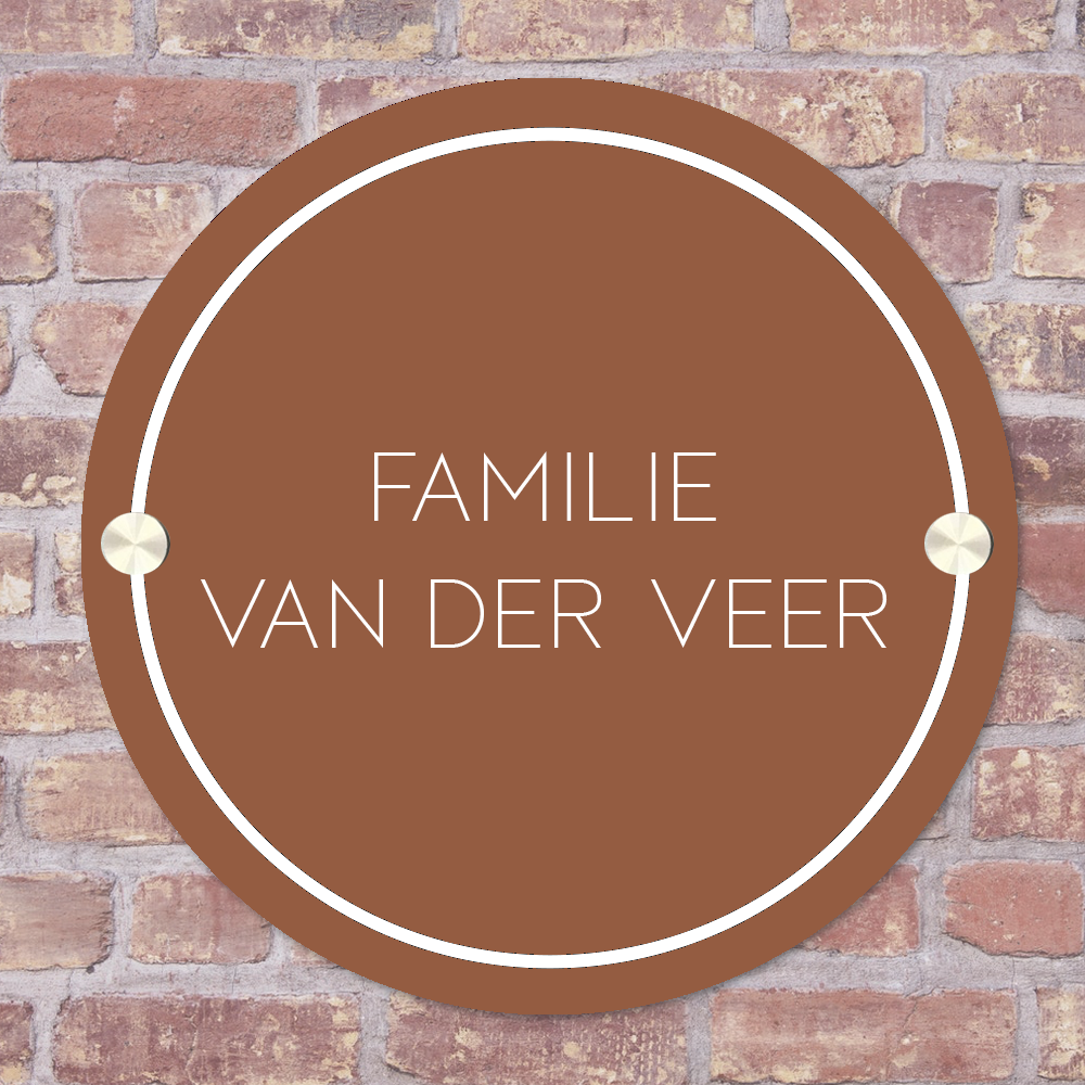 Label2X Naambordje rond 15 x 15 cm / Terracottta Naambordje voordeur basis namen woonaccessoires homedecoratie