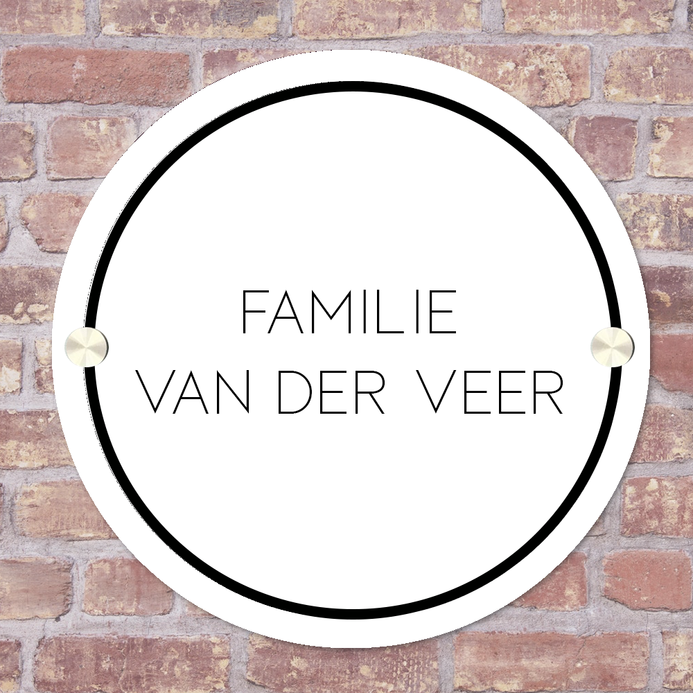 Label2X Naambordje rond 15 x 15 cm / Wit Naambordje voordeur basis namen woonaccessoires homedecoratie