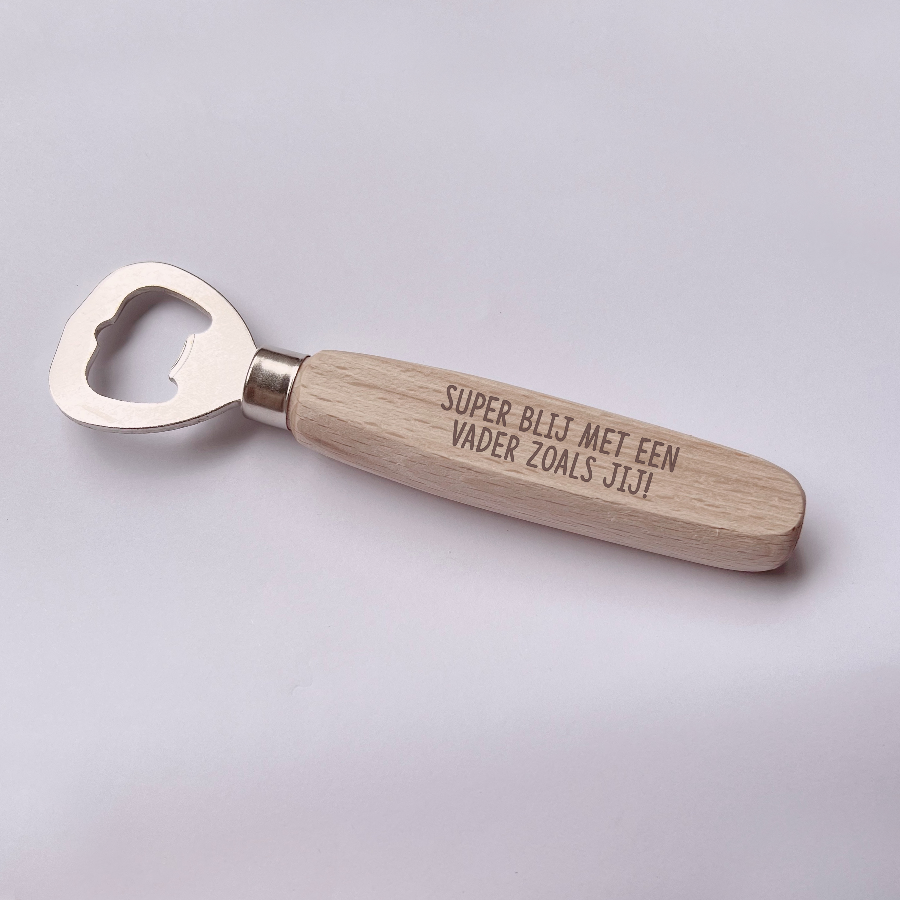 Label2X Hout Flesopener super blij met een vader zoals jij! woonaccessoires homedecoratie