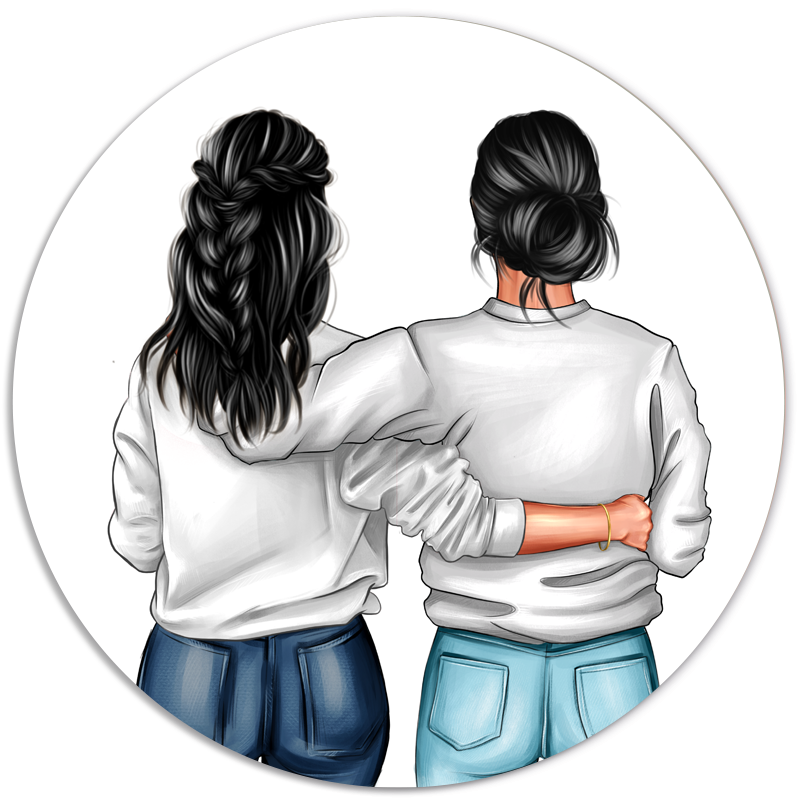 Label2X Muurcirkel Muurcirkel portret vriendinnen winter Muurcirkel met eigen foto. Ook voor zakelijke logo&