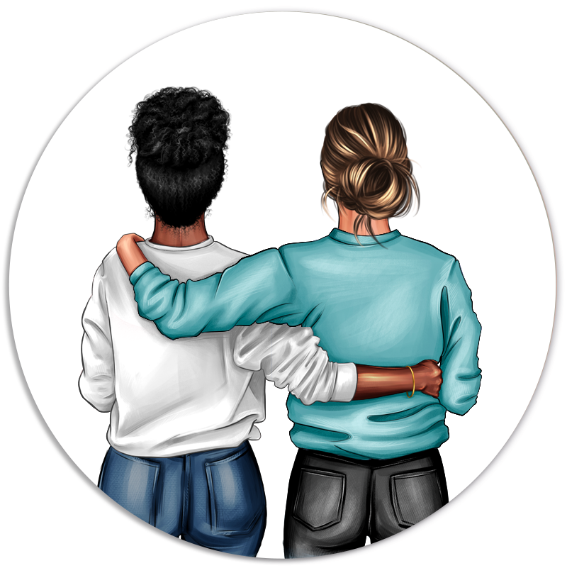 Label2X Muurcirkel Muurcirkel portret vriendinnen winter Muurcirkel met eigen foto. Ook voor zakelijke logo&