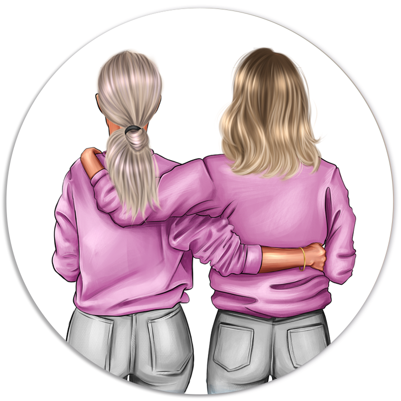 Label2X Muurcirkel Muurcirkel portret vriendinnen winter Muurcirkel met eigen foto. Ook voor zakelijke logo&