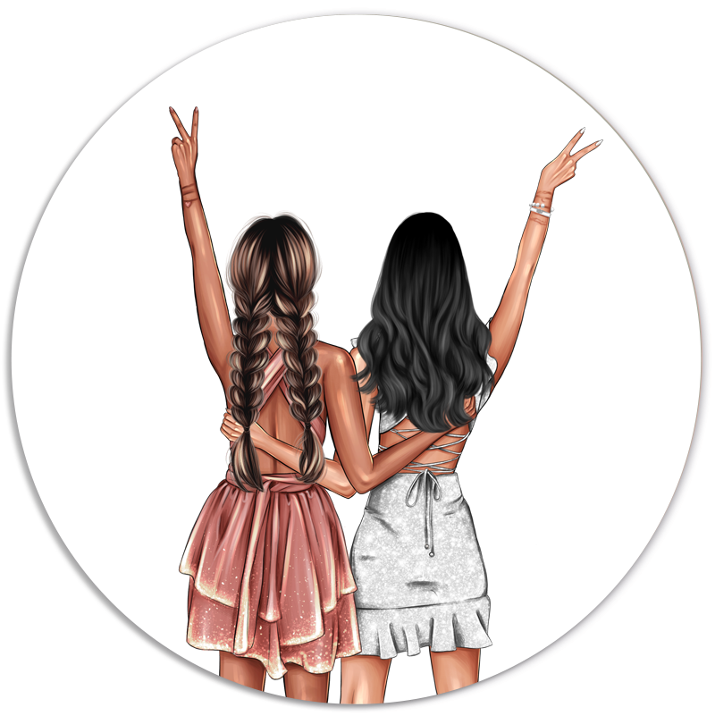 Label2X Muurcirkel Muurcirkel portret vriendinnen zomer Muurcirkel met eigen foto. Ook voor zakelijke logo&