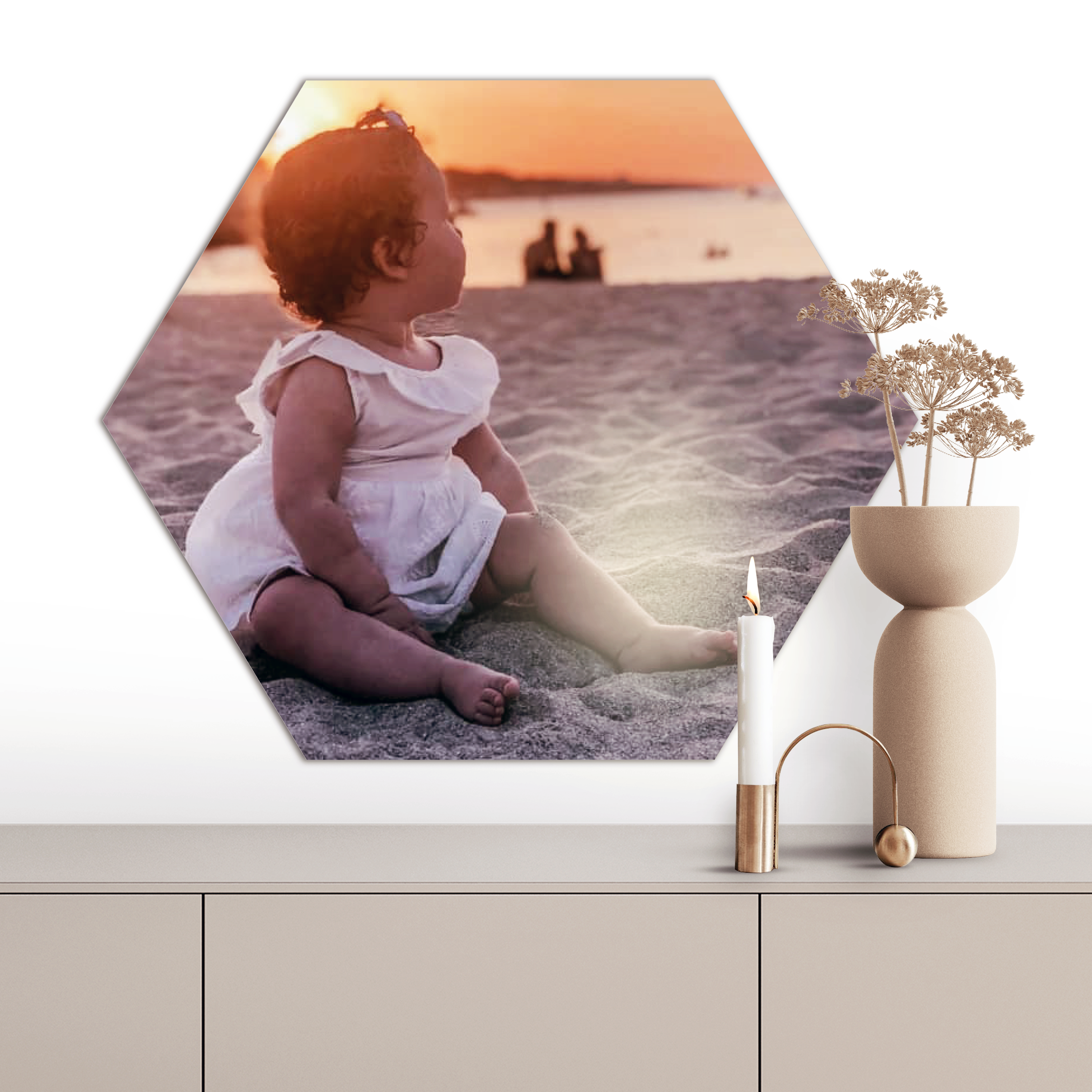 Label2X Muurcirkel Muurhexagon eigen design Muurhexagon met eigen foto. Ook voor zakelijke logo&