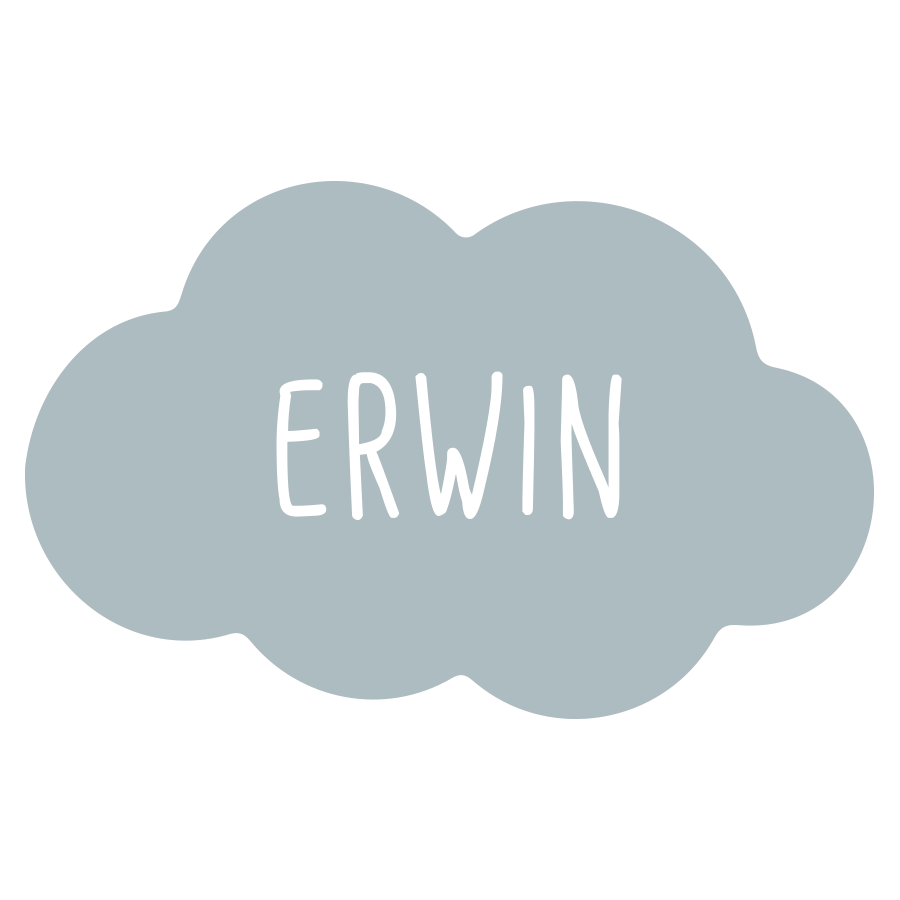 Label2X Wandfiguurtje Muurwolkje naam oudblauw