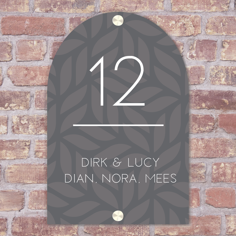 Label2X Naambordje arch Naambordje arch floral blauw grijs woonaccessoires homedecoratie