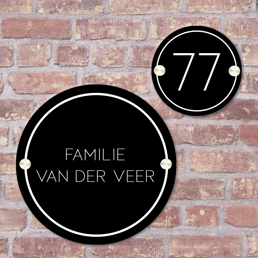 Label2X Naambordje rond Naambordje voordeur basis namen woonaccessoires homedecoratie