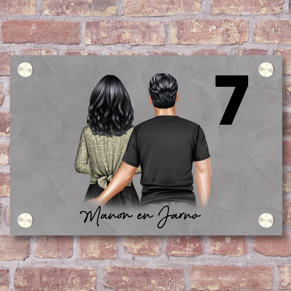 Label2X Naambordje rechthoek Naambordje voordeur familieportret t/m 4 personen woonaccessoires homedecoratie