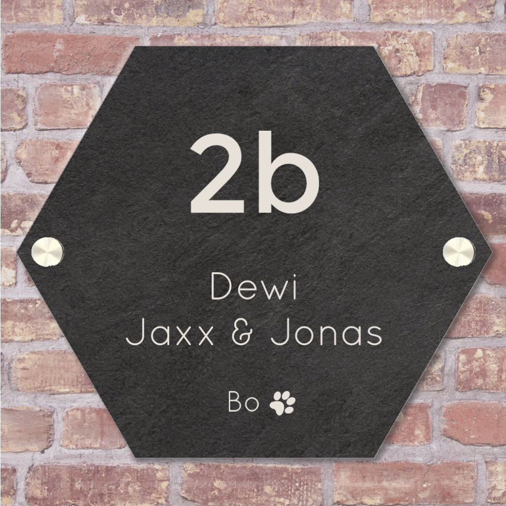 Label2X Naambordjes hexagon Naambordje voordeur hexagon compleet zelf samenstellen woonaccessoires homedecoratie