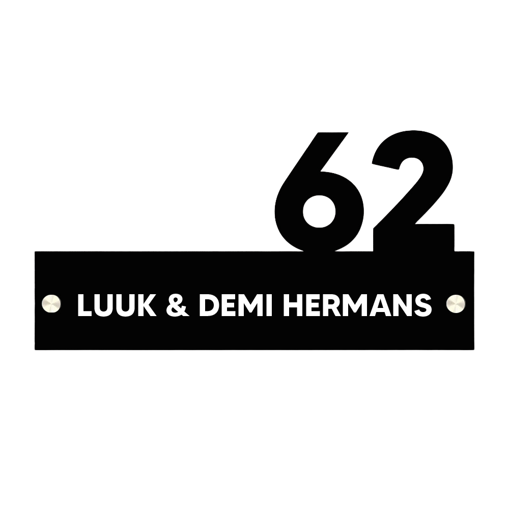Label2X Naambordje rechthoek Naambordje voordeur & huisnummer merged woonaccessoires homedecoratie