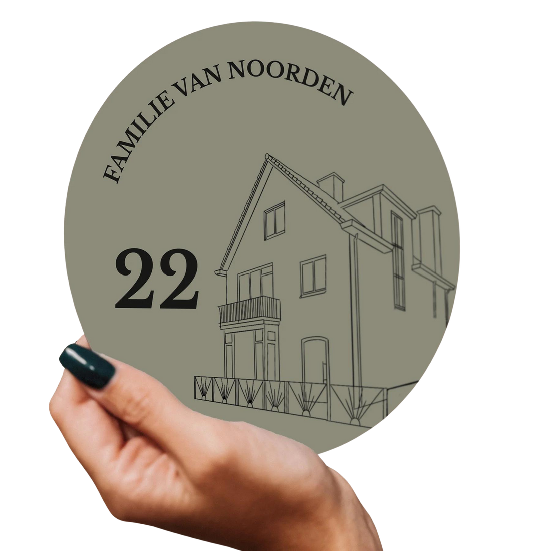 Label2X Naambordje rond Naambordje voordeur lijntekening rond huis woonaccessoires homedecoratie