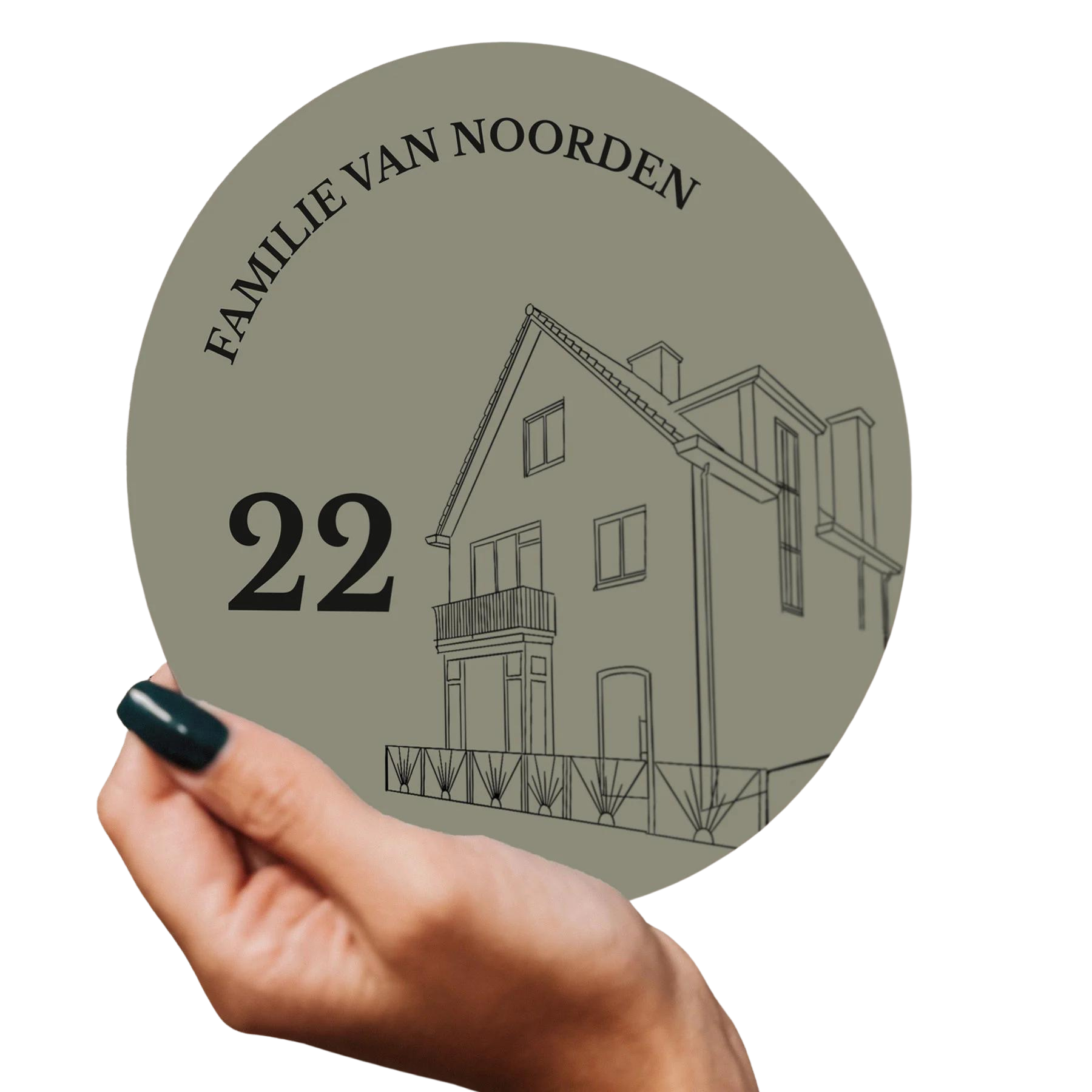 Label2X Naambordje rond Naambordje voordeur lijntekening rond huis woonaccessoires homedecoratie