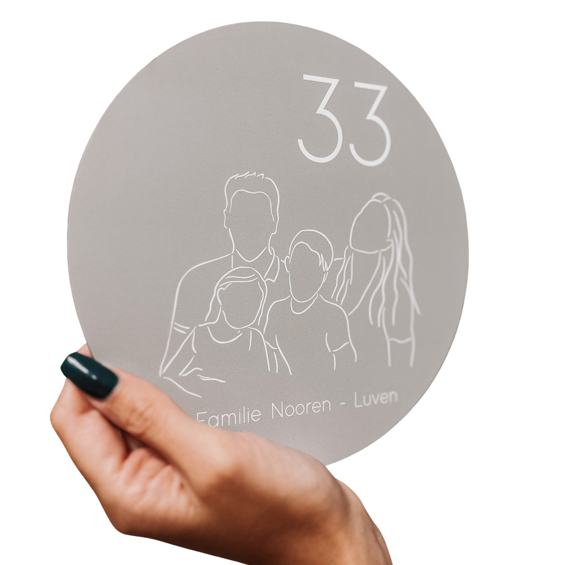 Label2X Naambordje rond Naambordje voordeur lijntekening rond (max 5 pers.) woonaccessoires homedecoratie