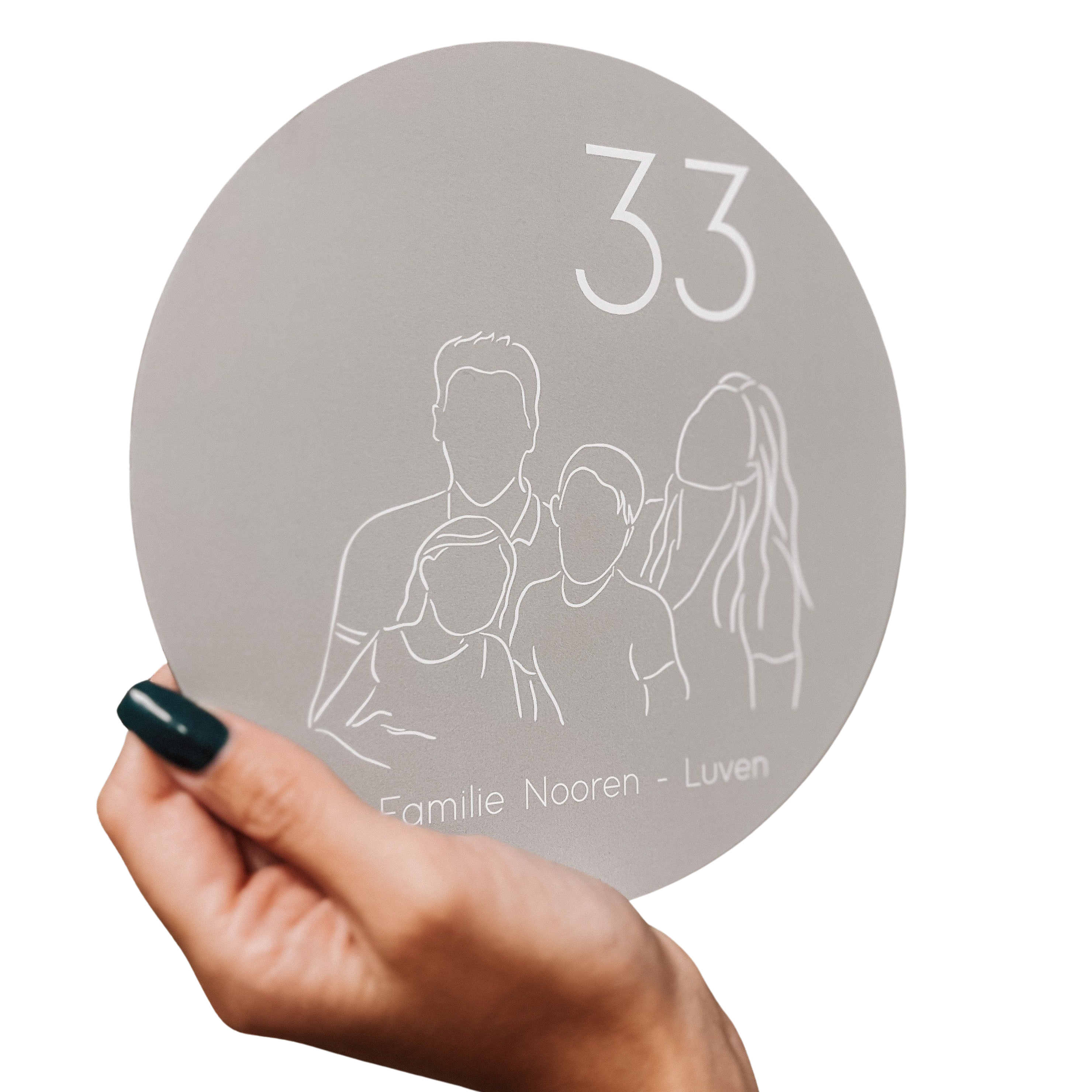 Label2X Naambordje rond Naambordje voordeur lijntekening rond (max 5 pers.) woonaccessoires homedecoratie