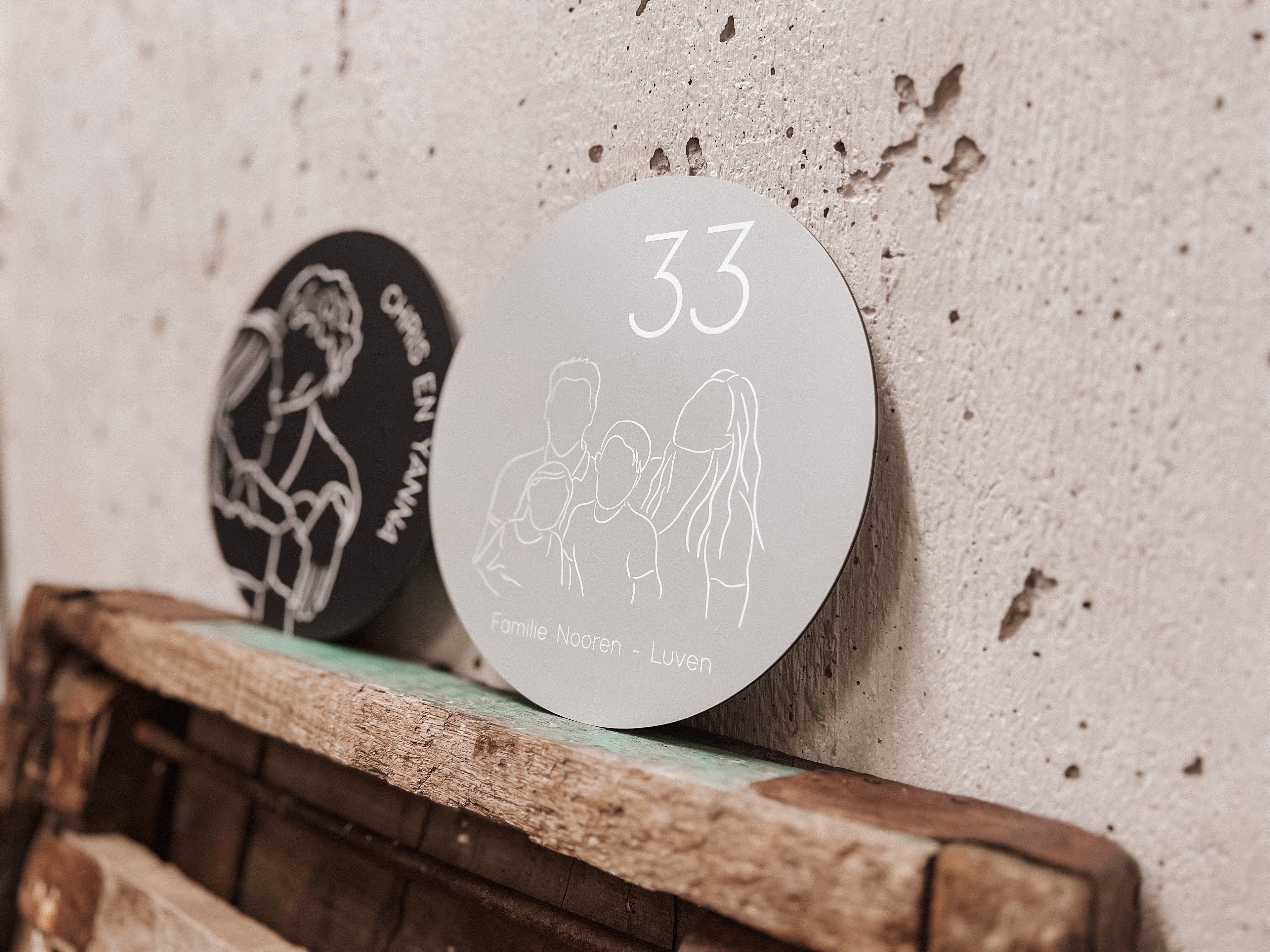 Label2X Naambordje rond Naambordje voordeur lijntekening rond woonaccessoires homedecoratie