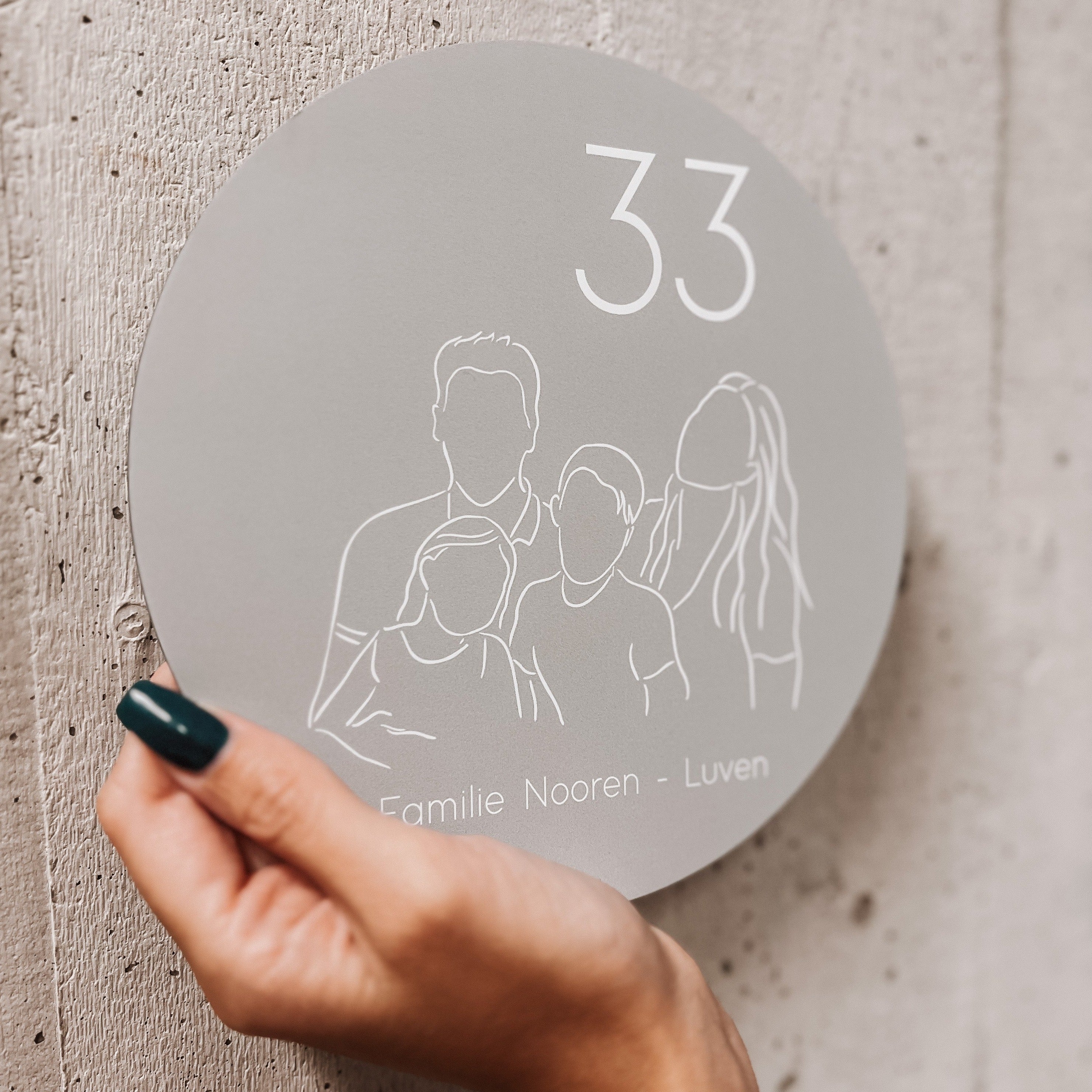 Label2X Naambordje rond Naambordje voordeur lijntekening rond woonaccessoires homedecoratie