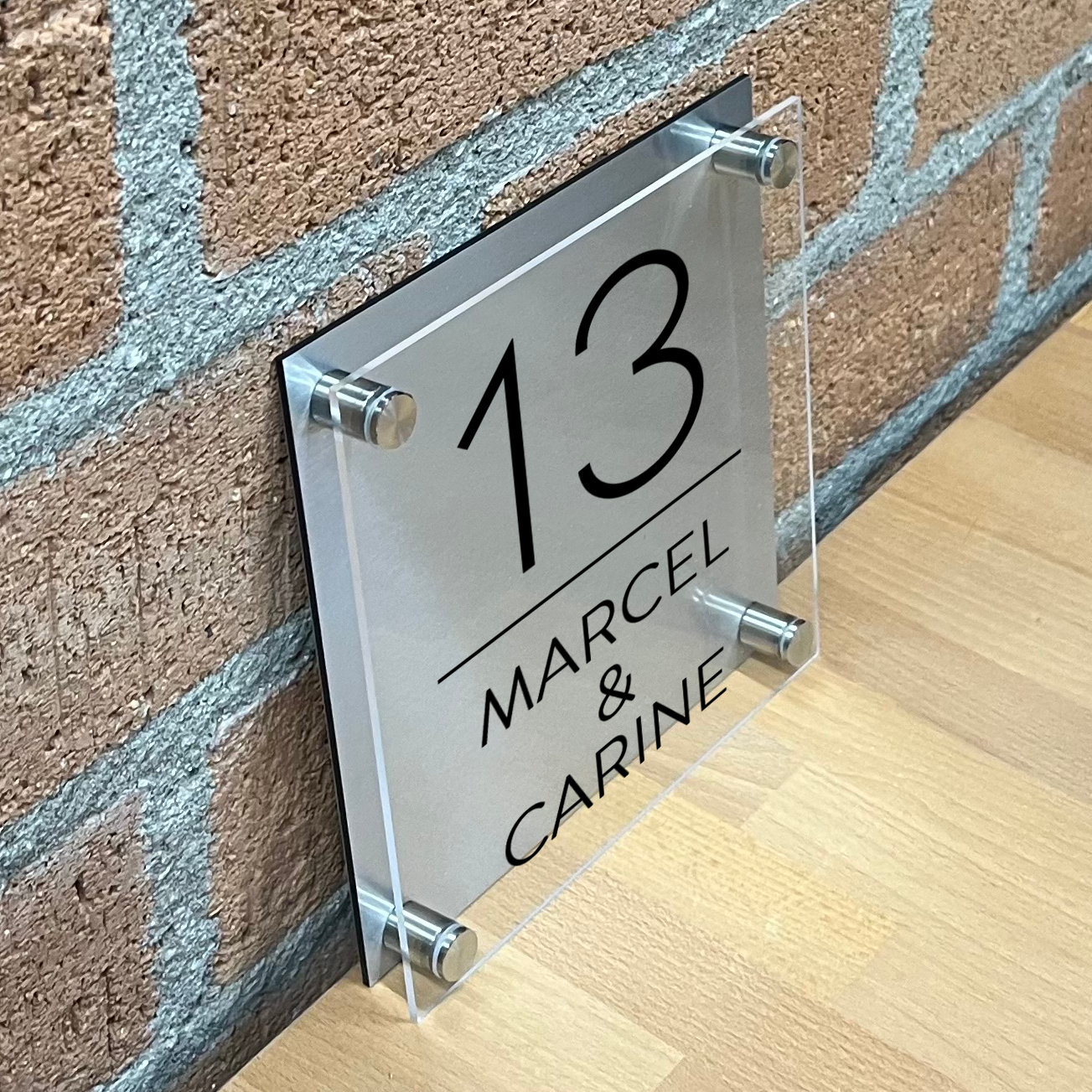 Label2X Naambordje luxe Naambordje voordeur luxe rvs-look met plexiglas rechthoek woonaccessoires homedecoratie