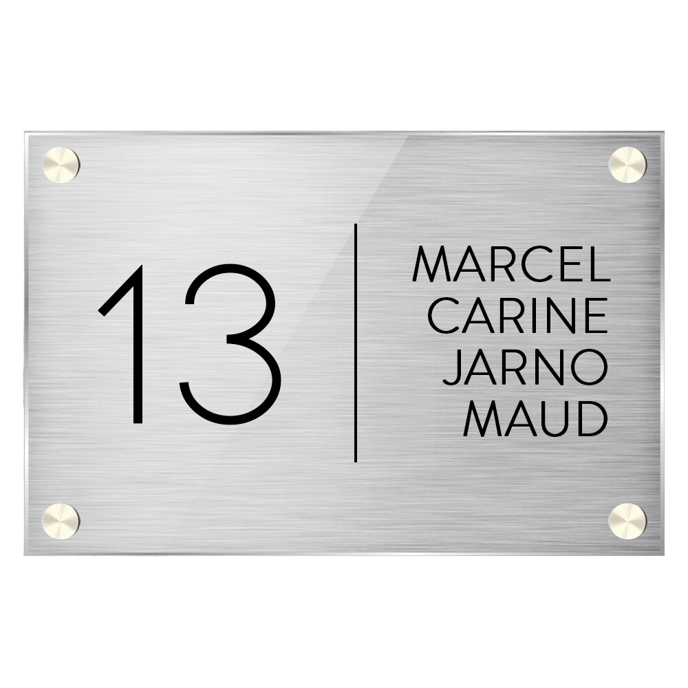 Label2X Naambordje luxe Naambordje voordeur luxe rvs-look met plexiglas rechthoek woonaccessoires homedecoratie