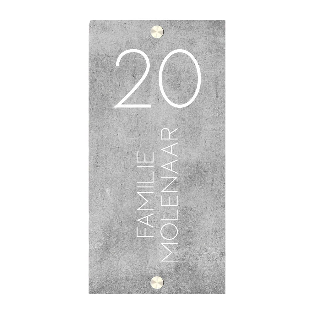 Label2X Naambordje rechthoek Naambordje voordeur rechthoek staand strak betonlook wit woonaccessoires homedecoratie
