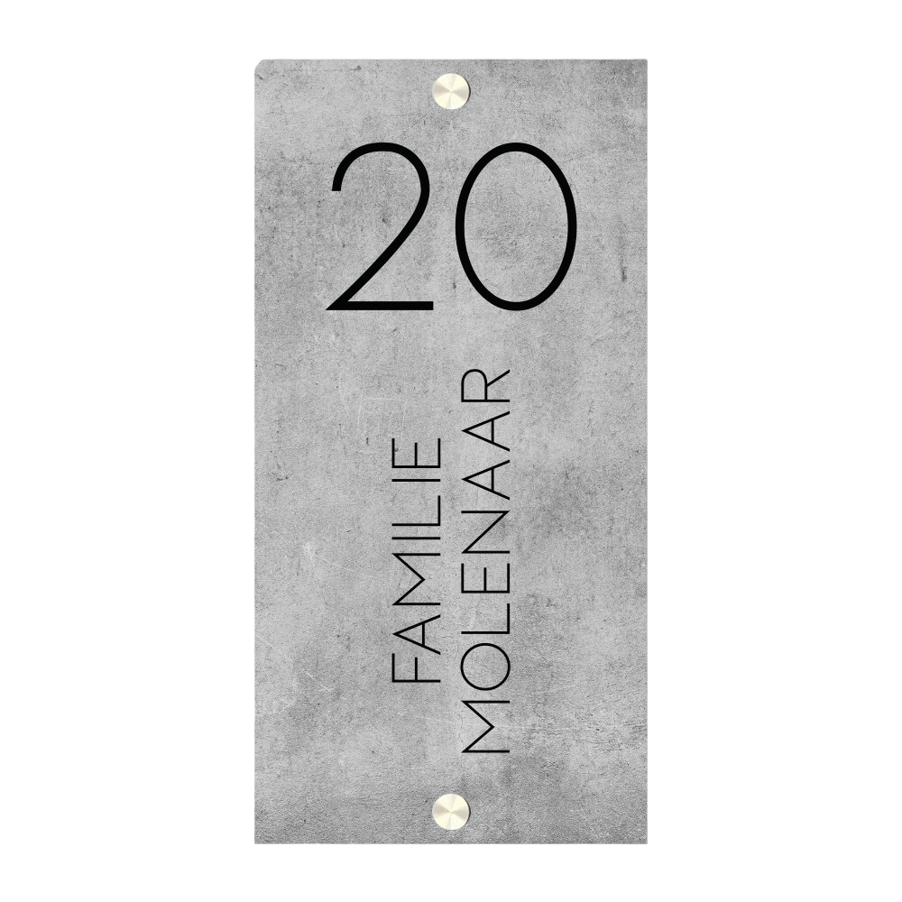 Label2X Naambordje rechthoek Naambordje voordeur rechthoek staand strak betonlook zwart woonaccessoires homedecoratie
