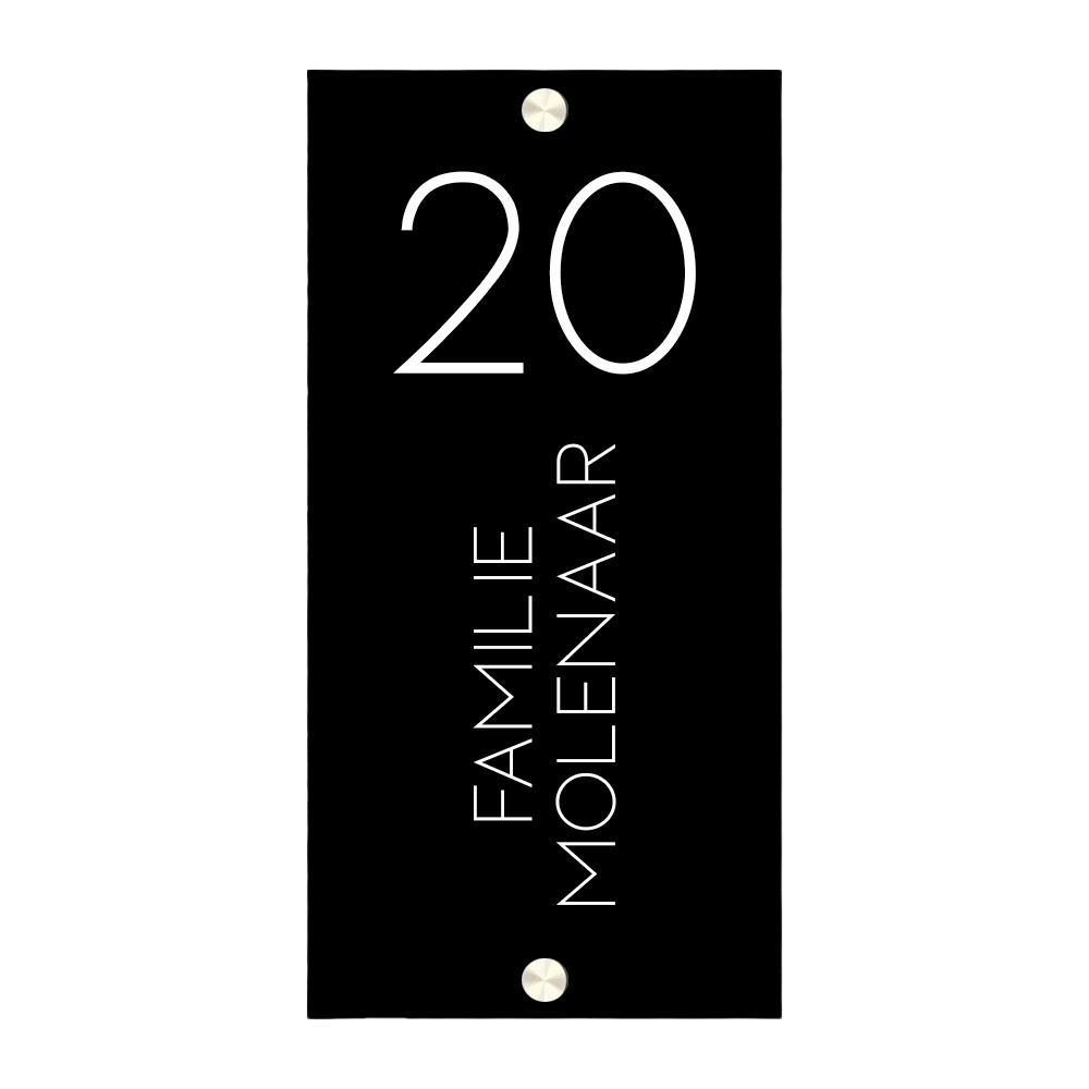 Label2X Naambordje rechthoek Naambordje voordeur rechthoek staand strak zwart woonaccessoires homedecoratie