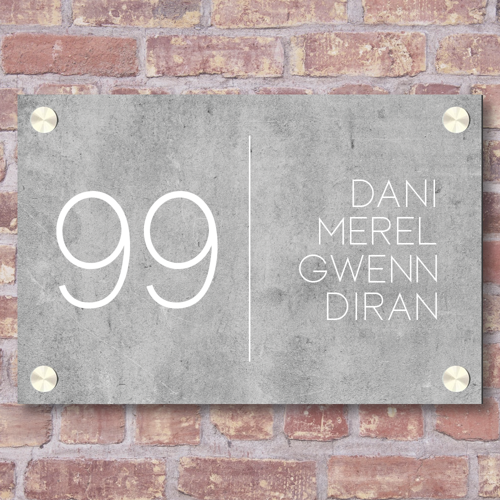 Label2X Naambordje rechthoek Naambordje voordeur rechthoek strak beton wit woonaccessoires homedecoratie