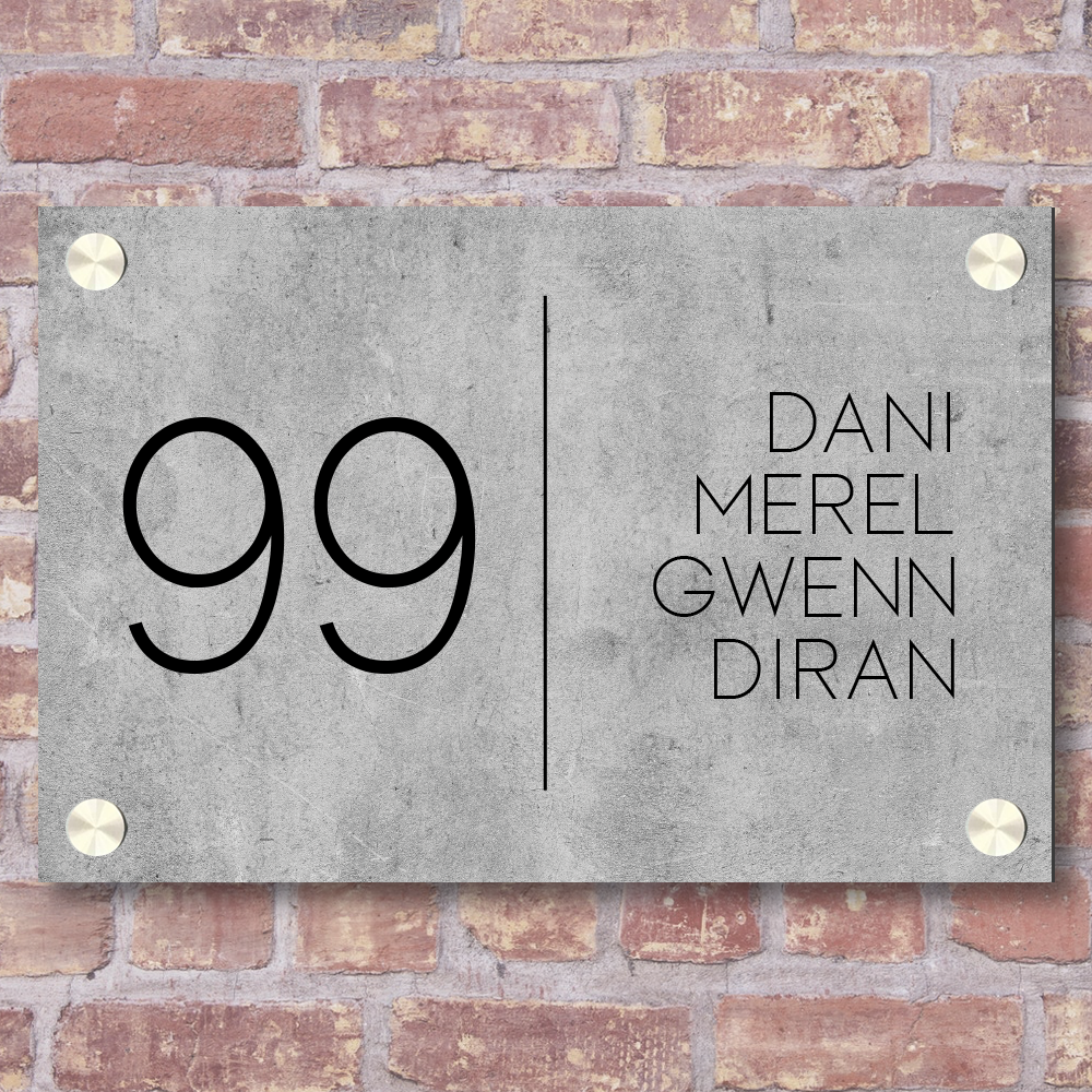 Label2X Naambordje rechthoek Naambordje voordeur rechthoek strak beton zwart woonaccessoires homedecoratie