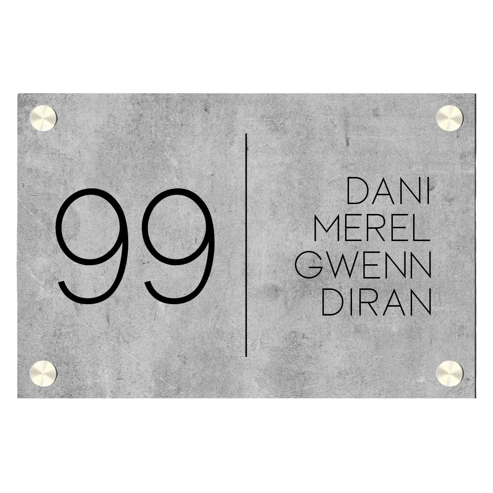 Label2X Naambordje rechthoek Naambordje voordeur rechthoek strak betonlook zwart woonaccessoires homedecoratie