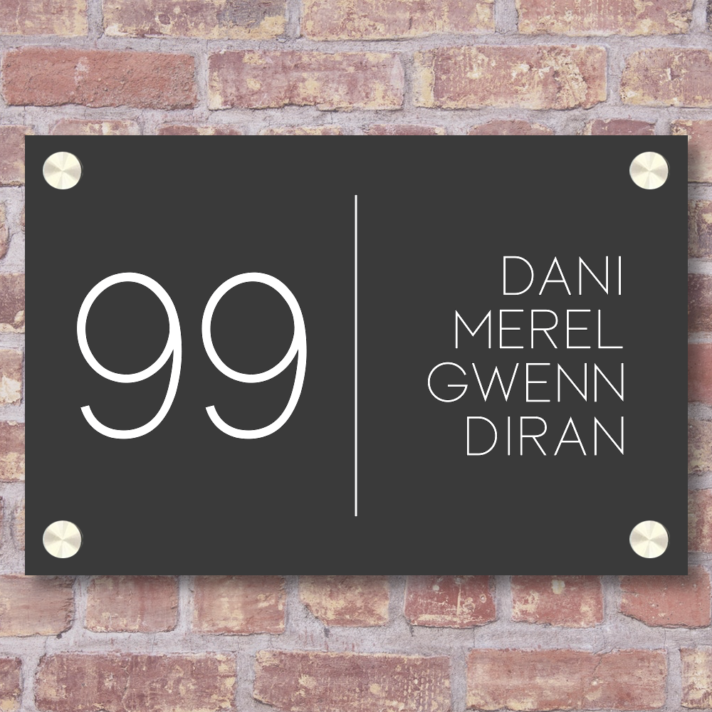 Label2X Naambordje rechthoek Naambordje voordeur rechthoek strak grijs woonaccessoires homedecoratie