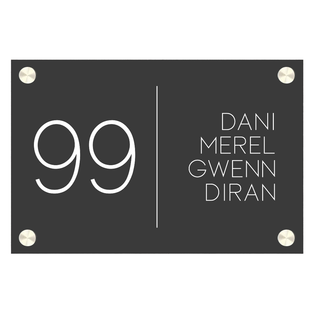 Naambord voordeur rechthoek zwart met huisnummer