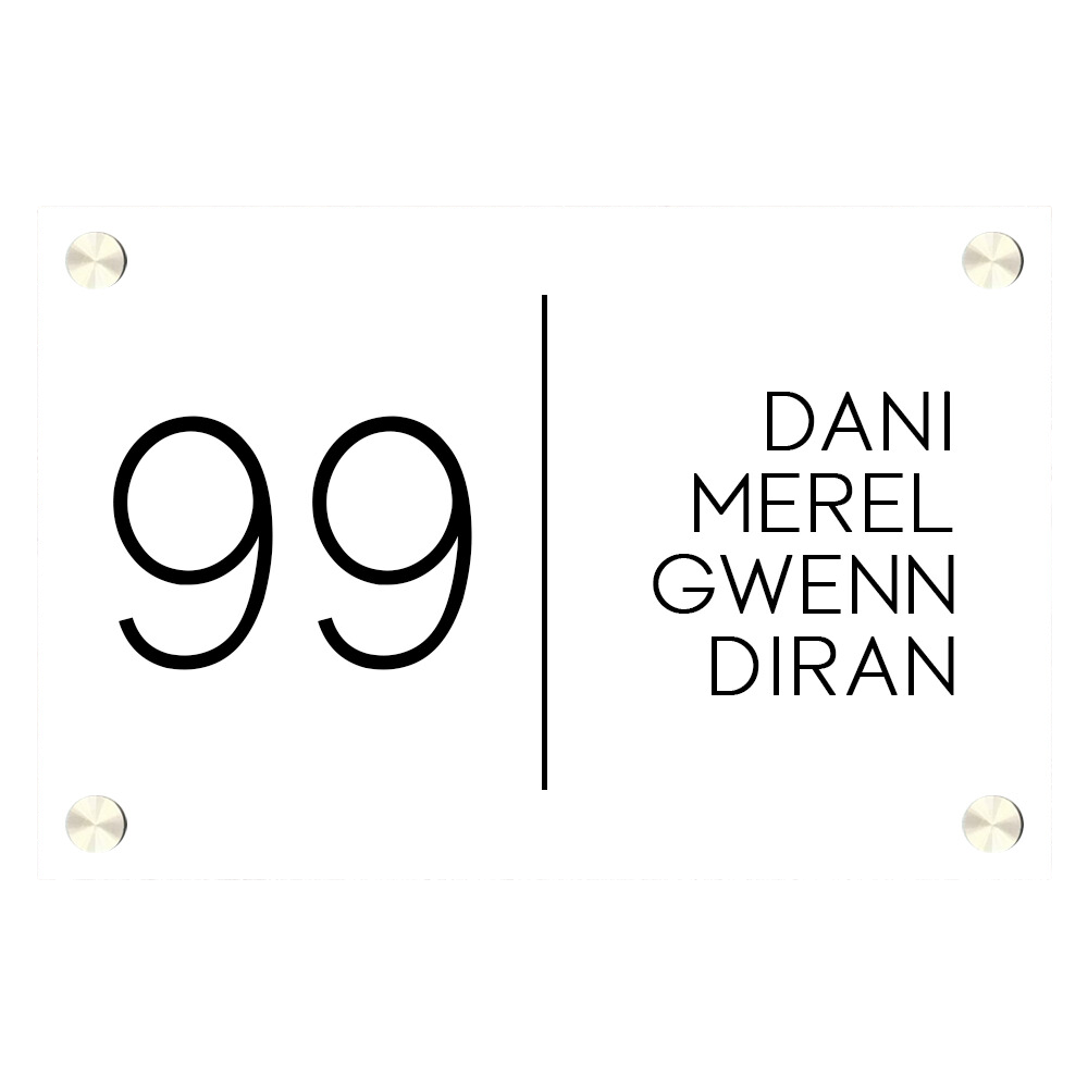 Label2X Naambordje rechthoek Naambordje voordeur rechthoek strak wit woonaccessoires homedecoratie