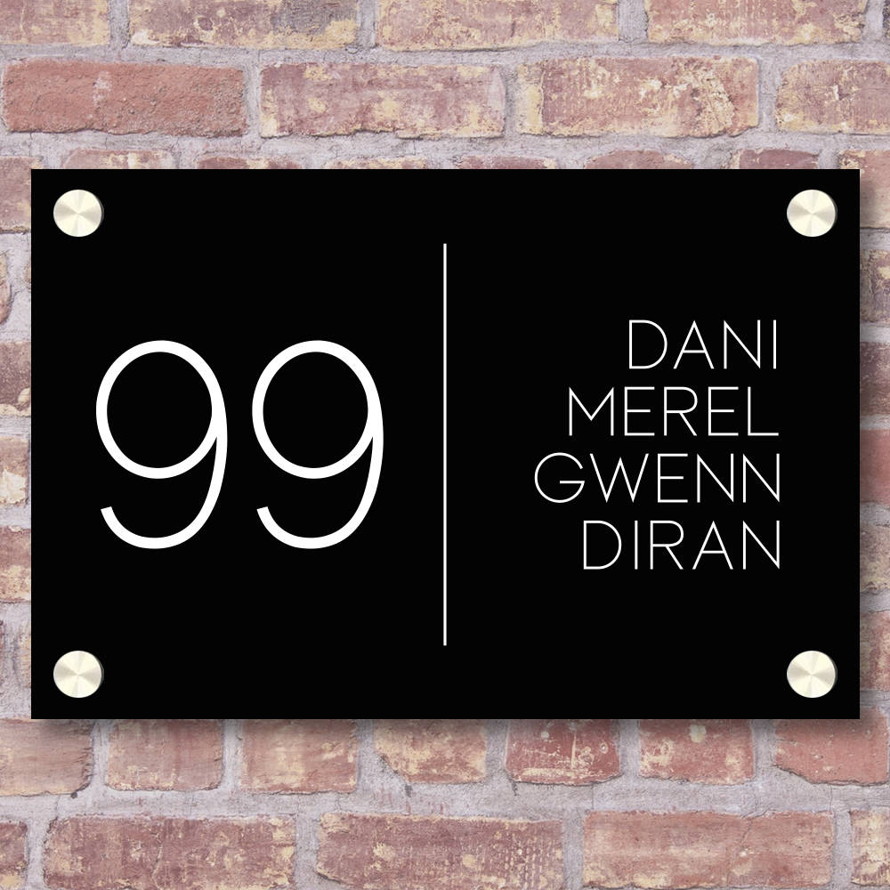 Label2X Naambordje rechthoek Naambordje rechthoek strak zwart NBRH-001 woonaccessoires homedecoratie