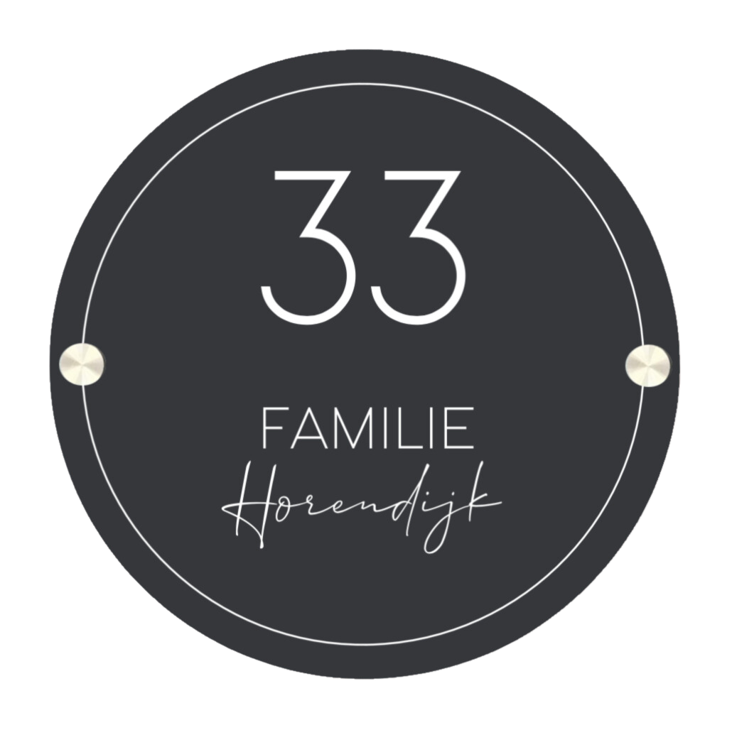 Label2X Naambordje rond Naambordje voordeur rond krijt lijn woonaccessoires homedecoratie