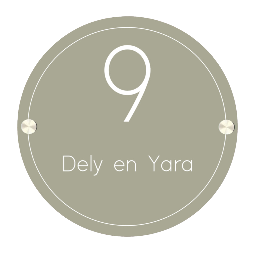 Label2X Naambordje rond Naambordje voordeur rond light olive woonaccessoires homedecoratie