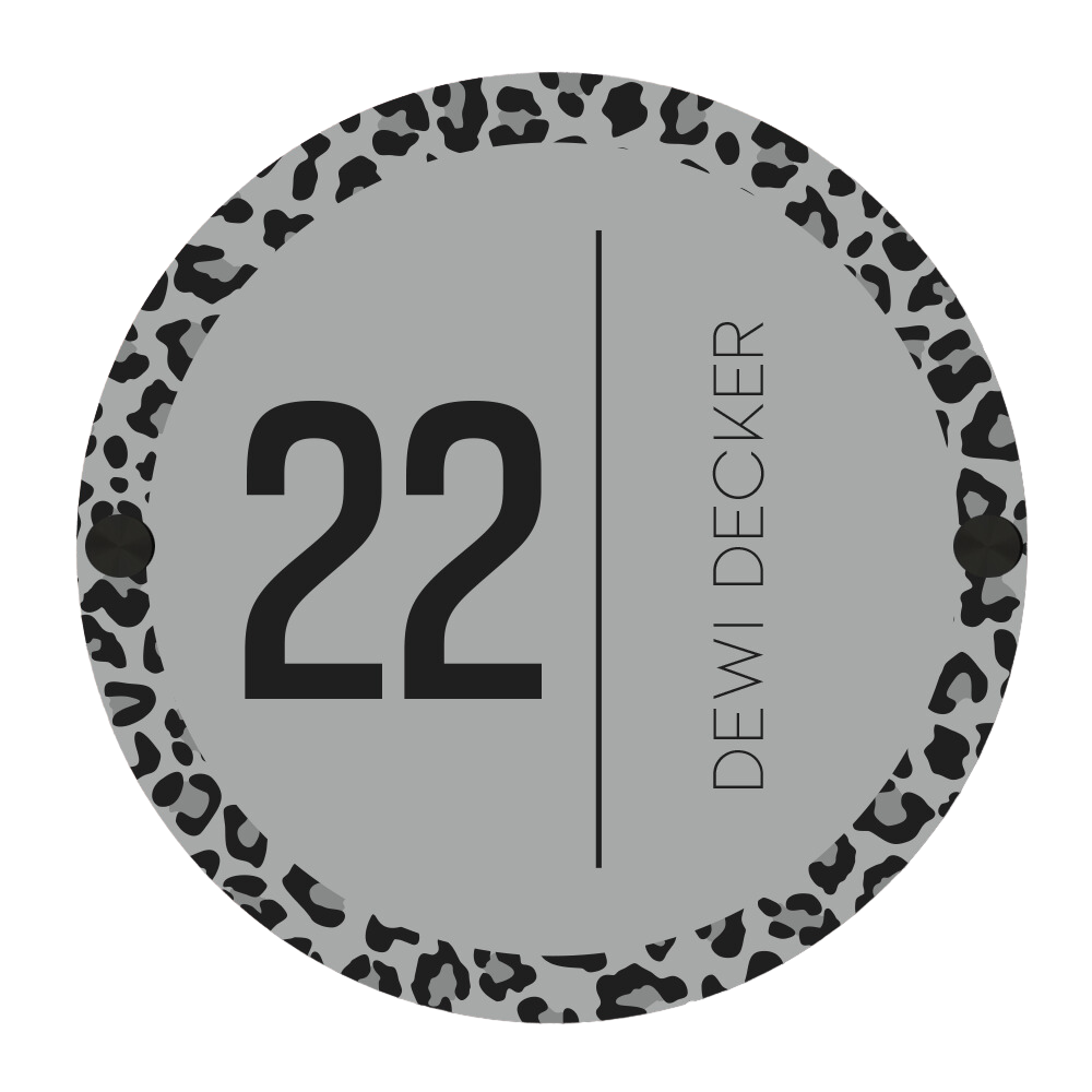 Label2X Naambordje rond Naambordje voordeur rond panter grijs woonaccessoires homedecoratie