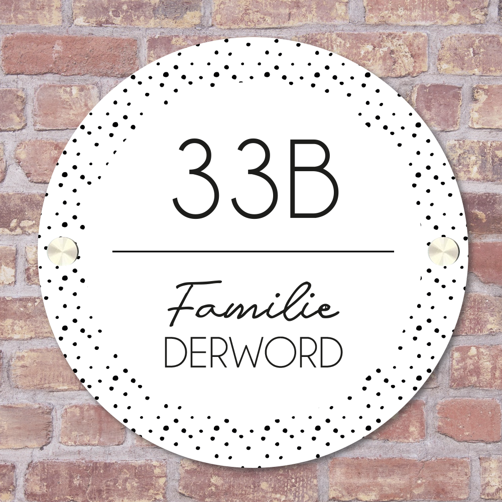Label2X Naambordje rond Naambordje voordeur rond stipjes woonaccessoires homedecoratie