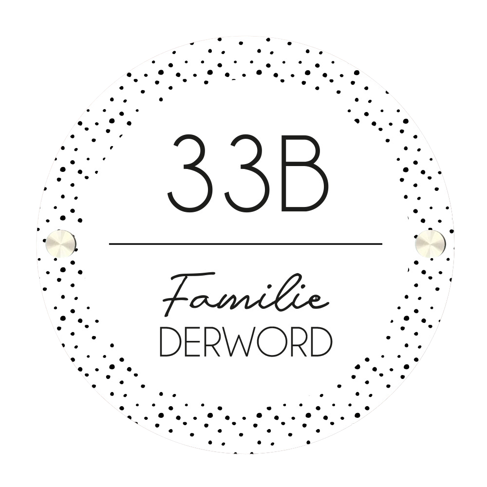 Label2X Naambordje rond Naambordje voordeur rond stipjes woonaccessoires homedecoratie