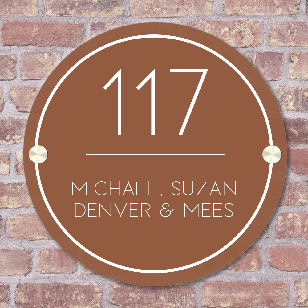 Label2X Naambordje rond Naambordje voordeur rond terracotta strak woonaccessoires homedecoratie