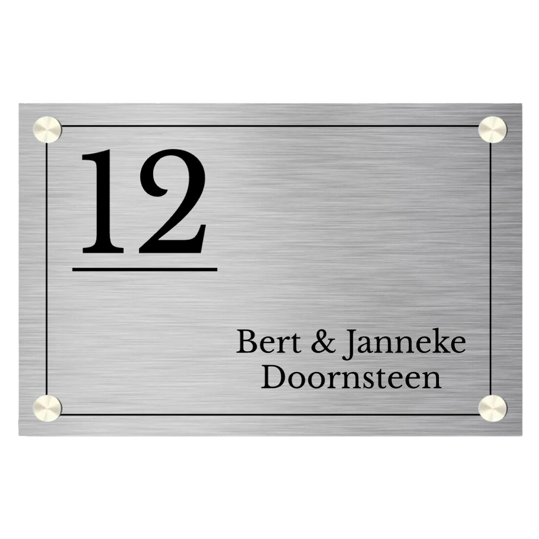 Label2X Naambordje rechthoek Naambordje voordeur rvs-look rechthoek frame woonaccessoires homedecoratie