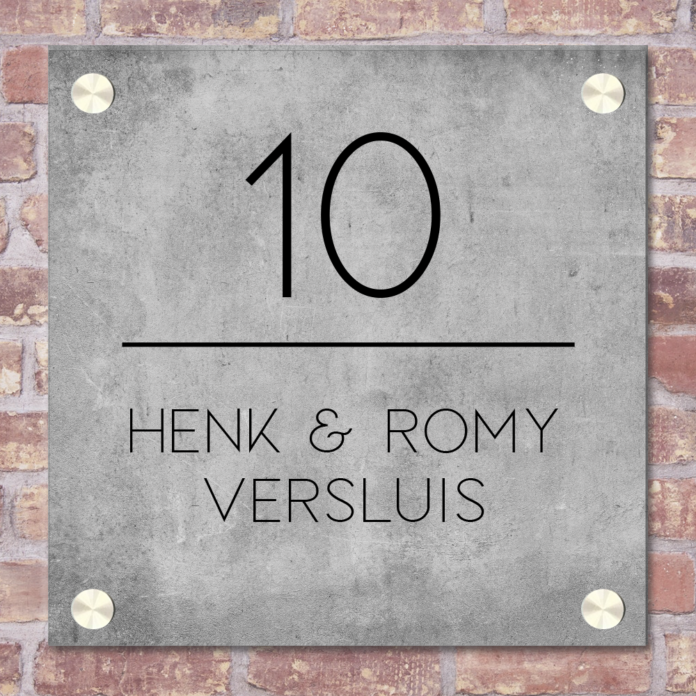 Label2X Naambordje vierkant Naambordje voordeur vierkant beton look thin center woonaccessoires homedecoratie