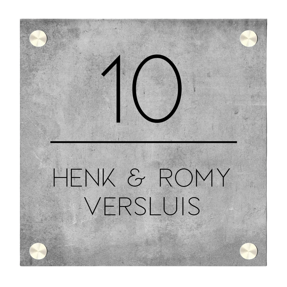 Label2X Naambordje vierkant Naambordje voordeur vierkant betonlook thin center woonaccessoires homedecoratie