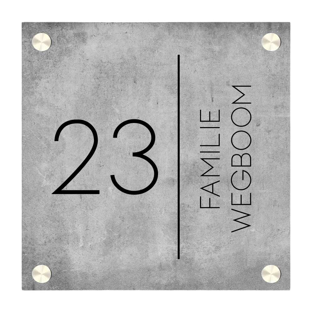 Label2X Naambordje vierkant Naambordje voordeur vierkant betonlook thin verticaal woonaccessoires homedecoratie