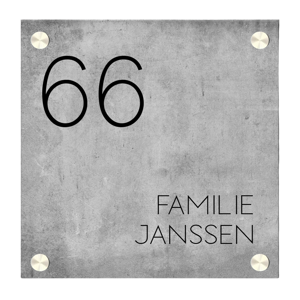 Label2X Naambordje vierkant Naambordje voordeur vierkant betonlook thin woonaccessoires homedecoratie
