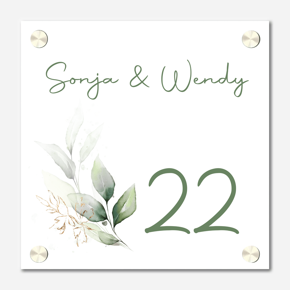 Label2X Naambordje vierkant Naambordje voordeur vierkant botanical woonaccessoires homedecoratie