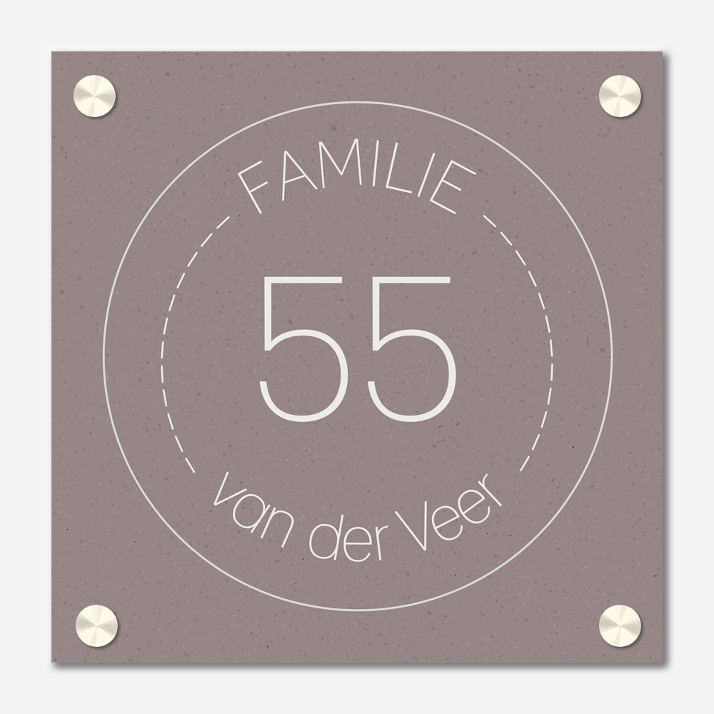 Label2X Naambordje vierkant Naambordje voordeur vierkant familie cirkel old pink woonaccessoires homedecoratie