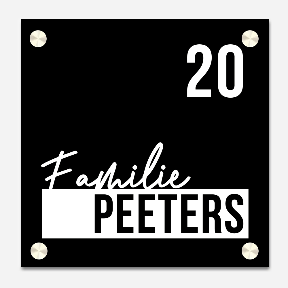 Label2X Naambordje vierkant Naambordje voordeur vierkant handwritten zwart woonaccessoires homedecoratie